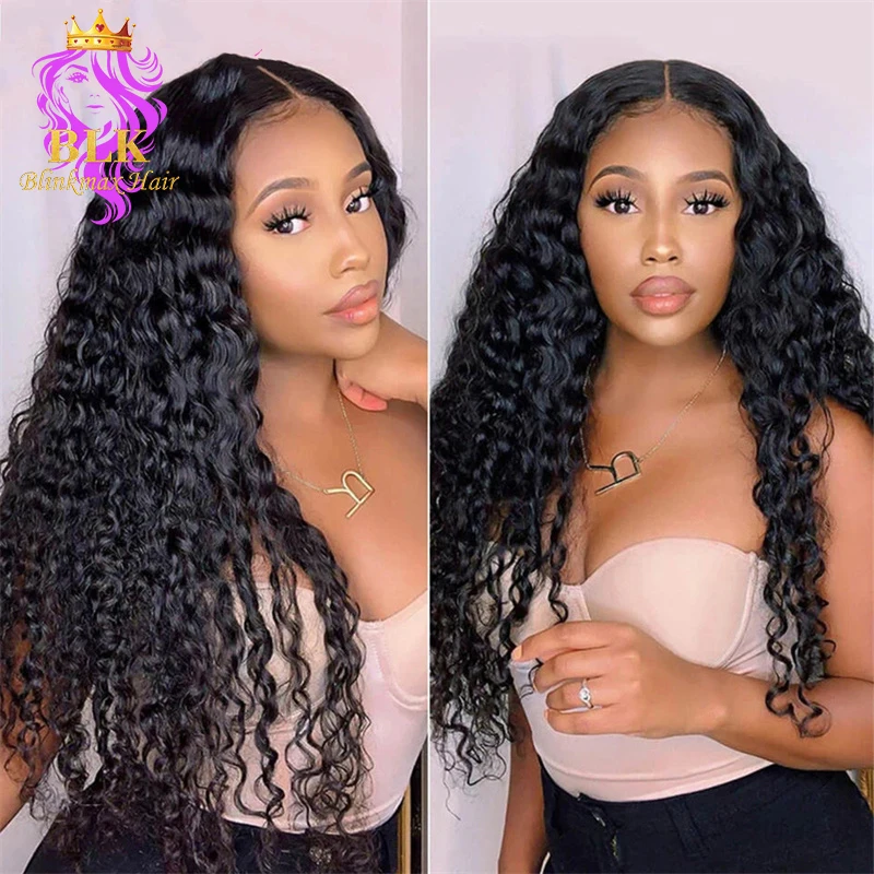 

HD transparent lace front 13X4 natural black water wave cuticle aligned hair wig,glueless with combs high density lace front wig