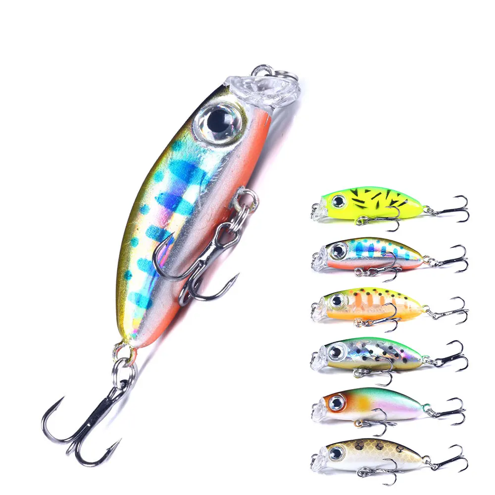 

New desgin 42MM 3.1G Sinking Minnow Hard bait Fishing Lures Mini Minnow with Black nickel hook, 6 colors as pictures