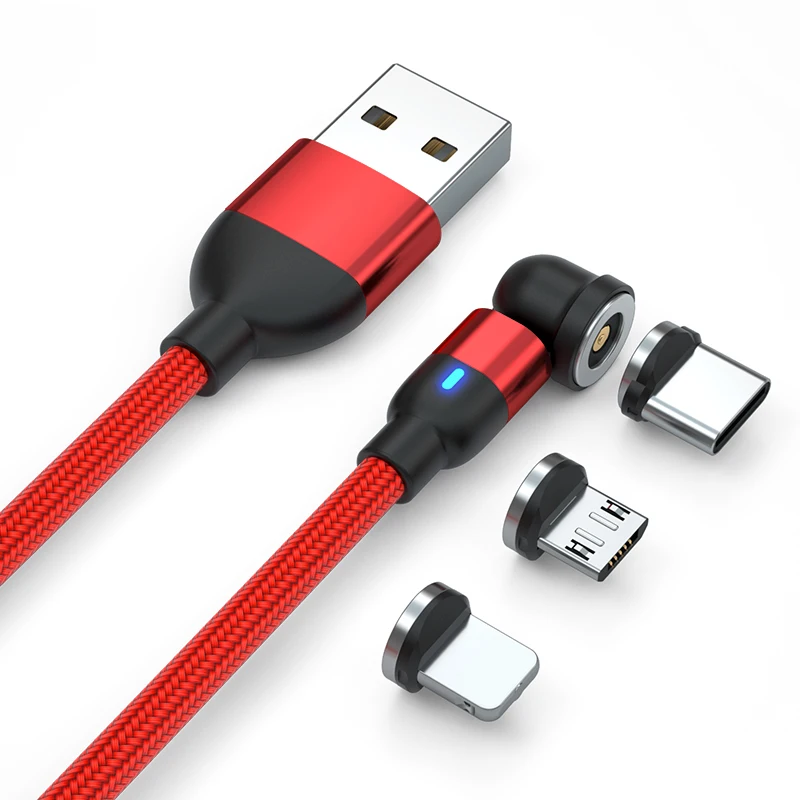 

Magnetic phone charge 2.4A 3 in 1 nylon braided 540 magnetic micro usb cable with micro type c i-product magnetic connectors
