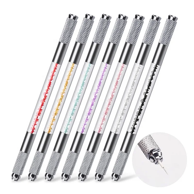 

Wholeasle Manual Marble Color Nano Waterproof Tattoo Sterile Double Side Metal Dual End Crystal Eyebrow Microblading Pen