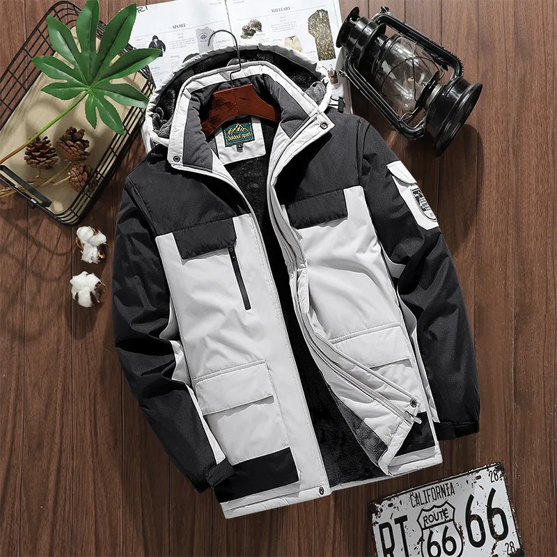 

Men's winter soft shell jacket thick velvet cotton fleece Outdoor coat
