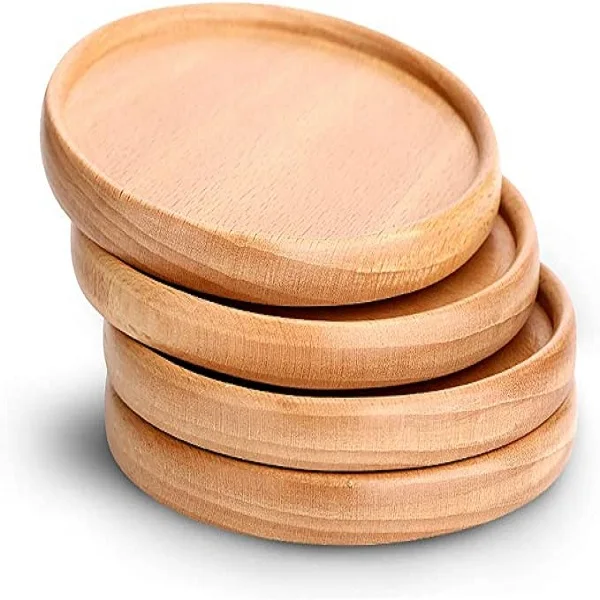 Customizable DIY Round Coaster 3.46 Inch Natural Wood Coaster Drink Cup Coasters Decorative for Kitchen Dining Table for Home