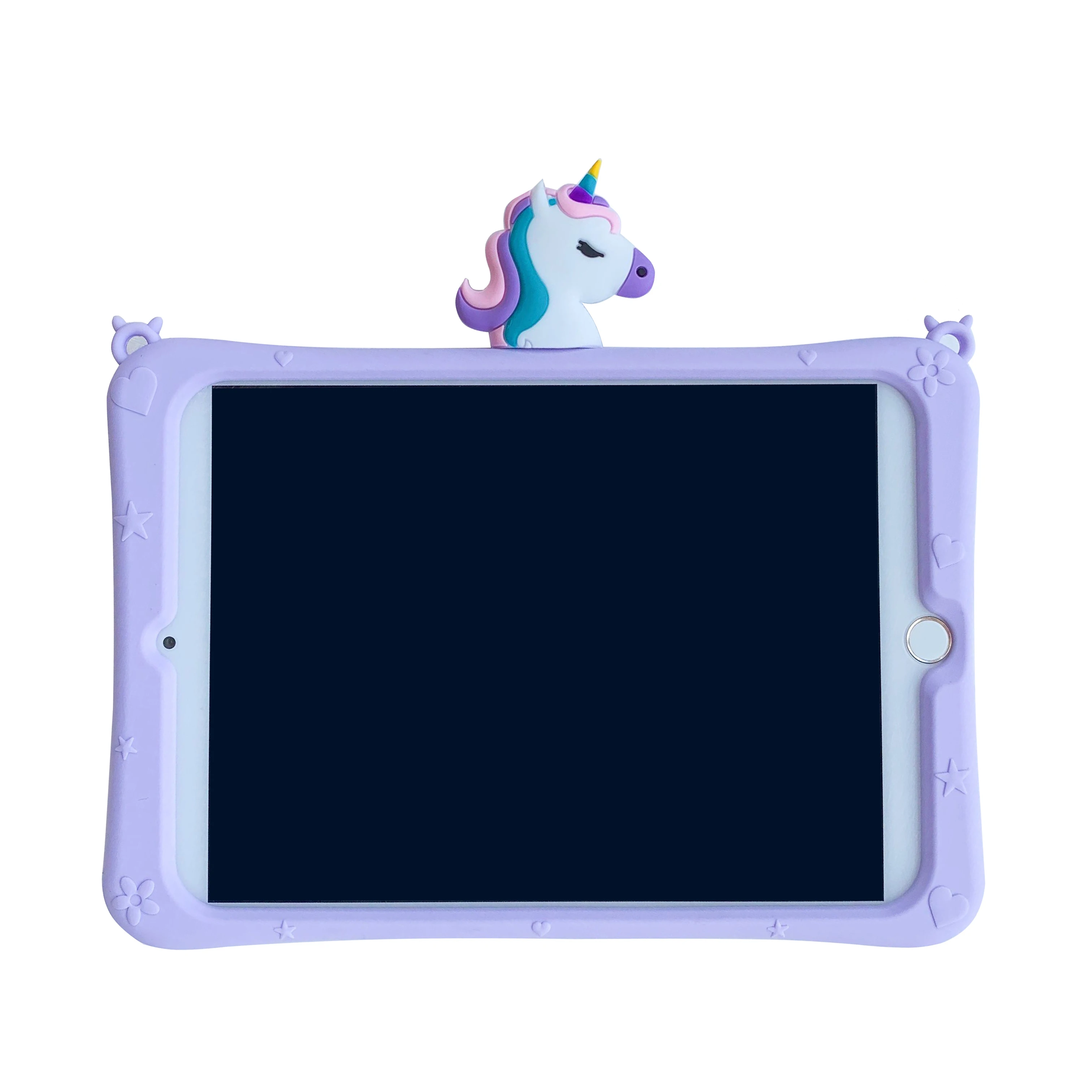 

2021 For Ipad Tablet Case Fundas Kids Friendly Cute Cartoon Soft Silicone Handle Stand Cover for iPad 10.2, Rainbow multicolor