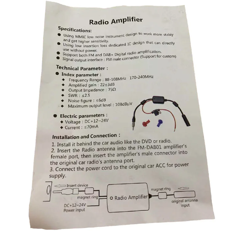 Kontec Car Radio FM DAB+ Digital Signal Amplifier with Antenna Bracket Installation