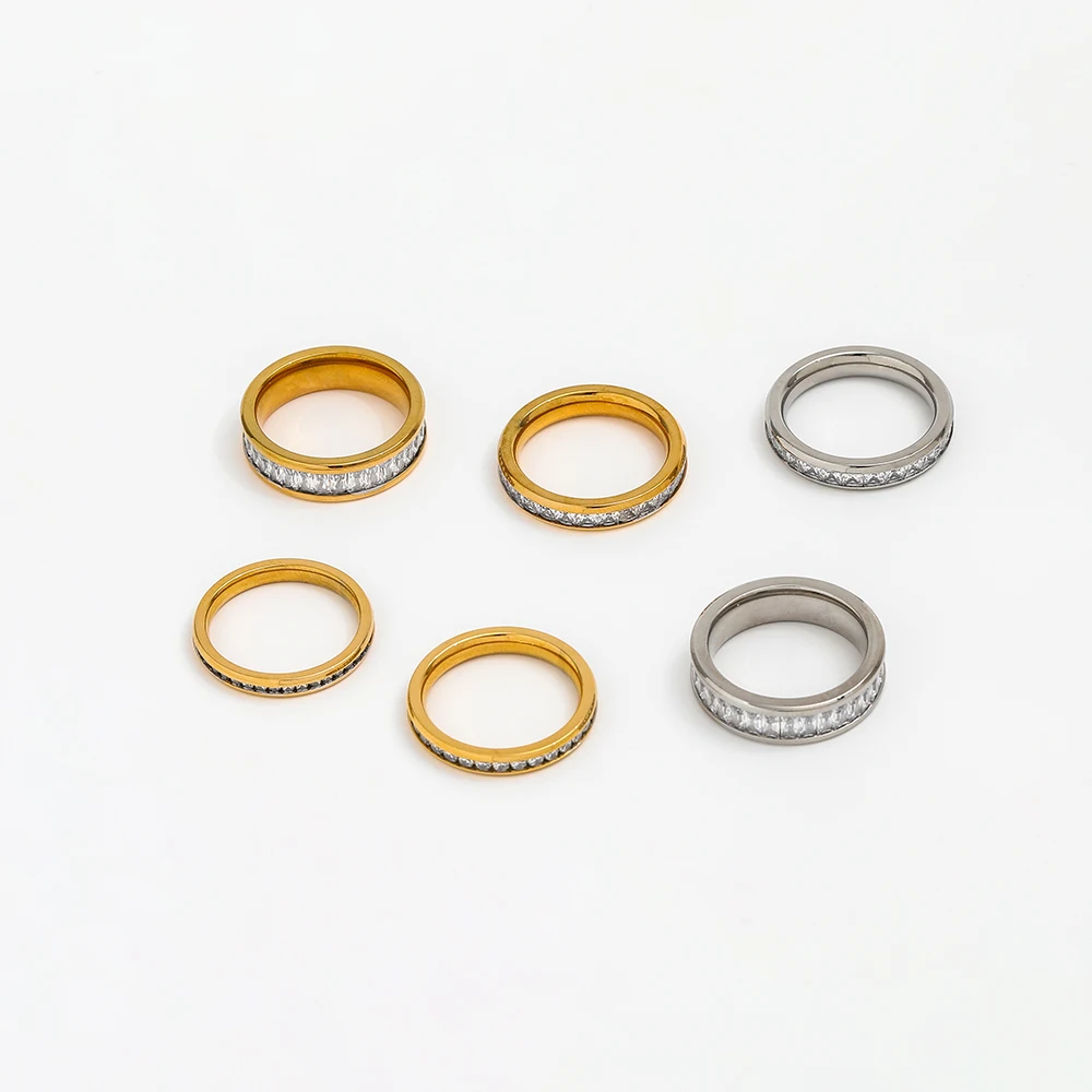 Joolim Jewelry Zirconia Pave Stainless Steel Rings for Women Diamond Rings Tarnish Free Gold Jewelry Wholesale