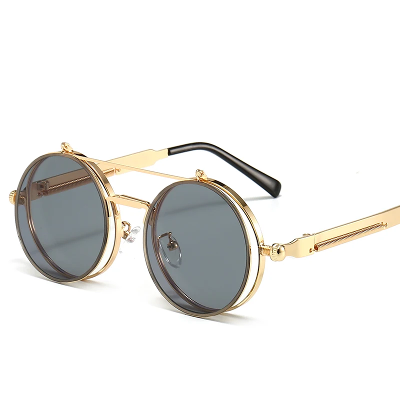 

Custom Logo Retro Price New Classic Steam Punk Flip Up Promotion Sunglasses Sun Glasses