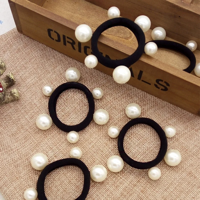 

JuHu Meatball Head Artifact Seamless Pearl Towel Ring Hair Rope, 050-1 main drawing