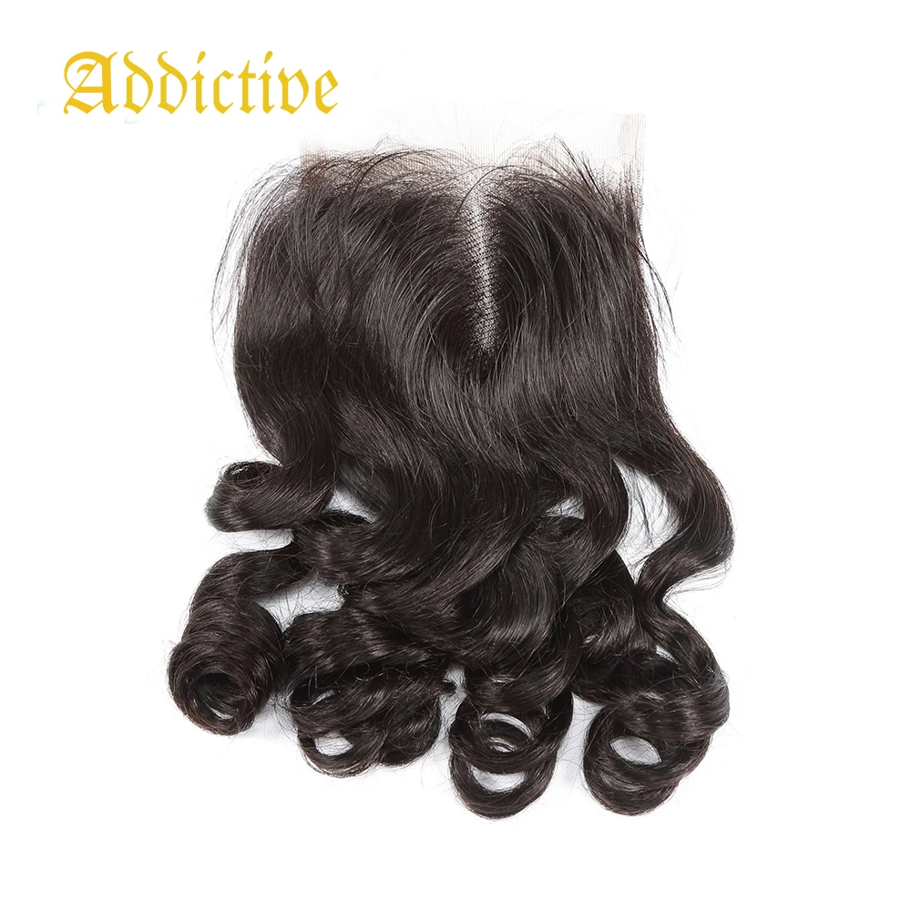 

Addictive Brazilian 1B# Loose Wave 4X4 Lace Closure With Baby Hair Middle/Free Part Human Hair Closure Medium Brown Swiss Lace