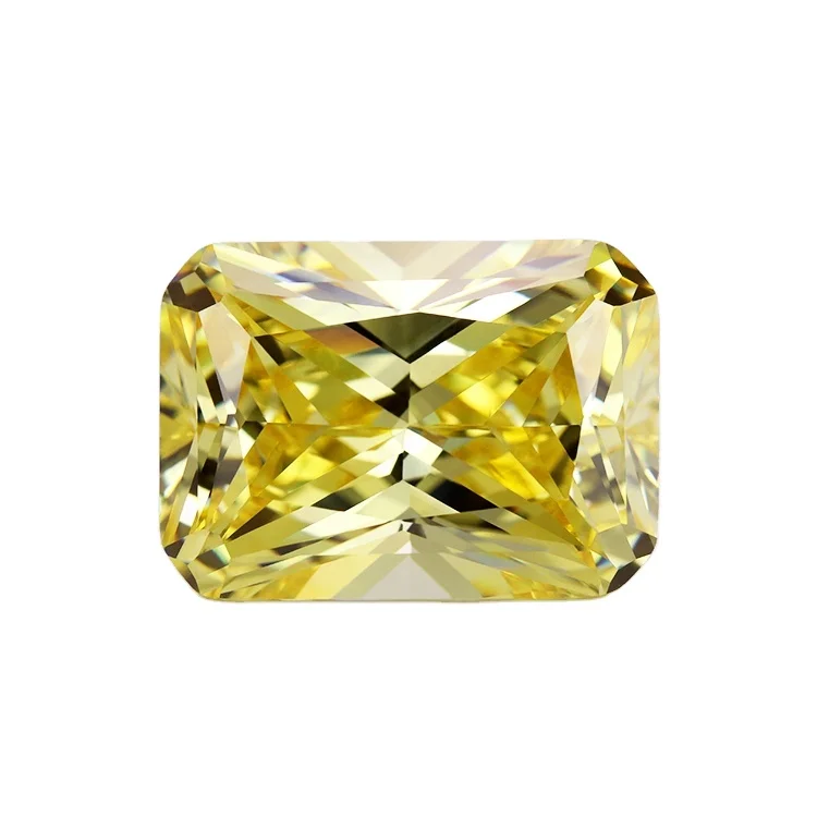 

5A grade artificial gems zircon big size loose cz octangle shape yellow cubic zirconia stones