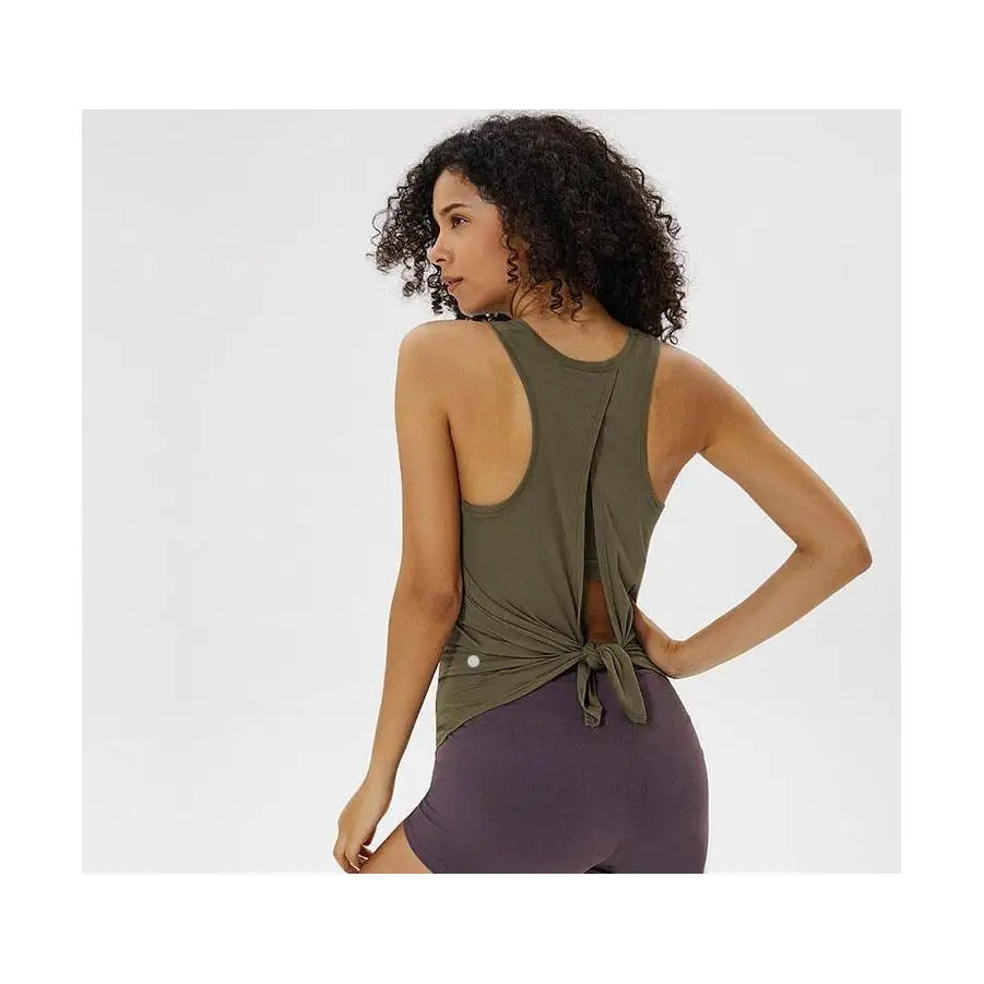 

Women'S Tanks Yoga Top Solid Colors Women Fashion Outdoor Yoga Open Back Tanks For The Tied Sports Running Gym Clothes L-092