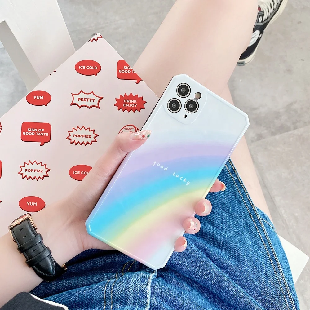 

2021 new good-looking rainbow drop-resistant all-inclusive package is suitable for iPhone 11 12 mini Pro Max mobile phone case, Silver
