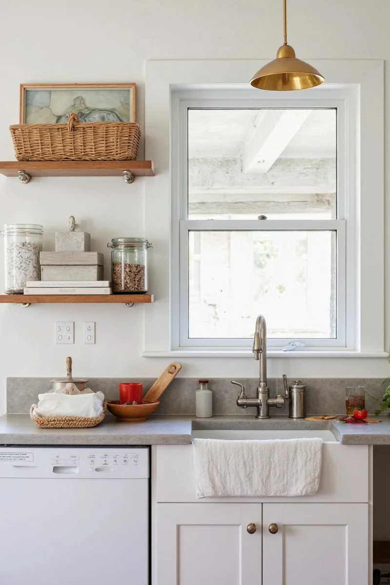 Vintage retro-style kitchen with pastel appliances and checkerboard floor