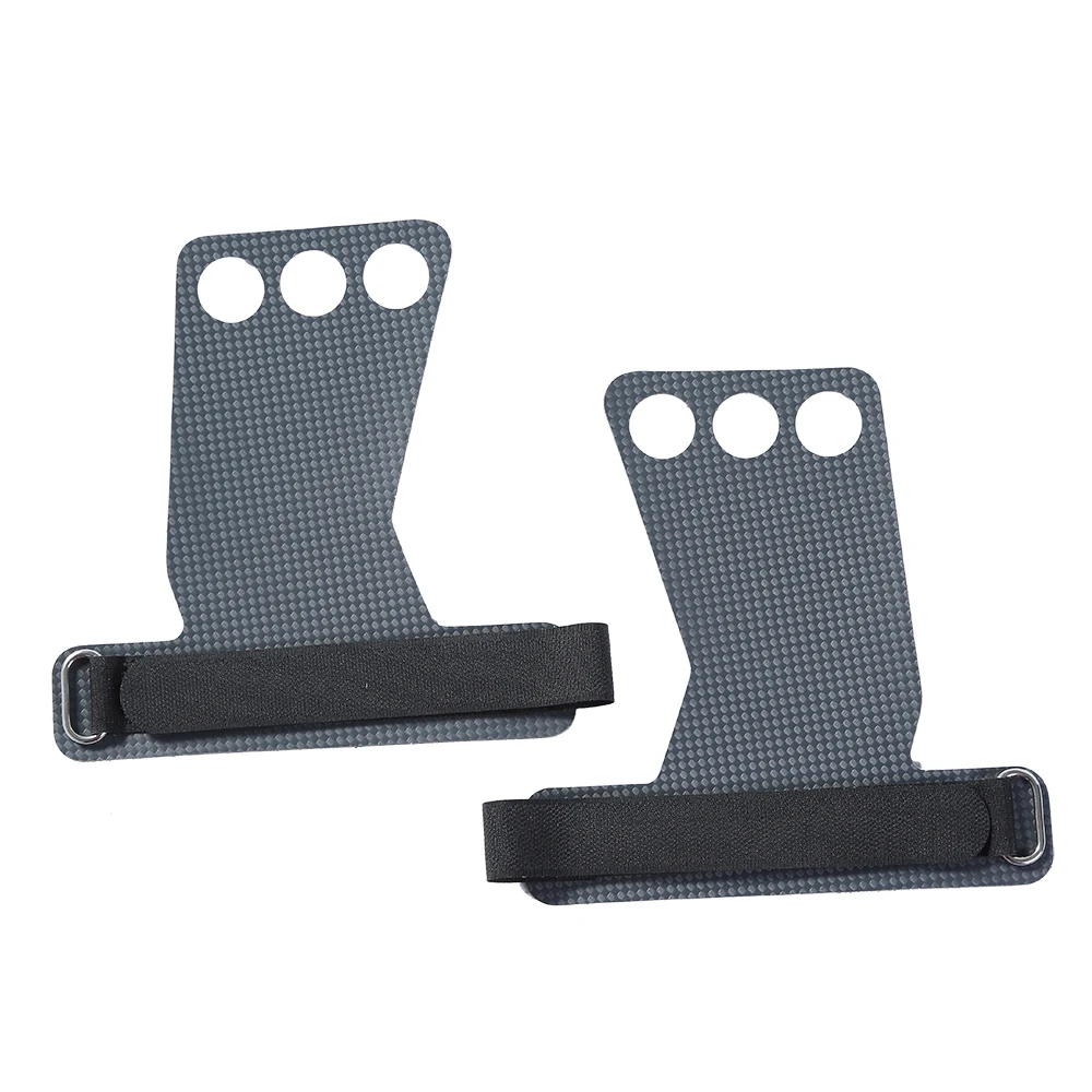 

3 Hole gymnastics Grips Great for WODs Pull-ups Weight lifting CrossFit Carbon Leather Hand Grip, Can be customized