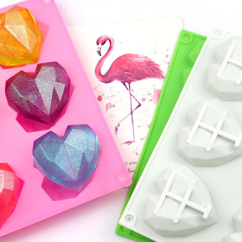 

375 factory free sample Six hole dimensional heart shape silicone cake mold, silicone candle molds,soap mold silicone,