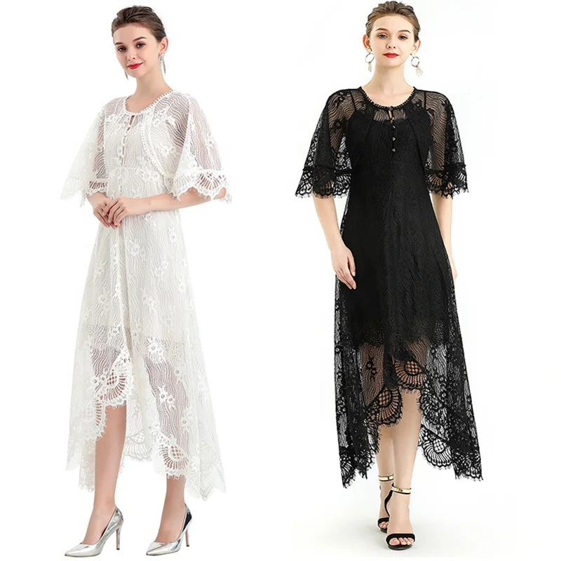 

D078-2 Summer Fall High Quality Fashion Elegant Asymmetric Long Evening Office Casual Girls Women Dresses