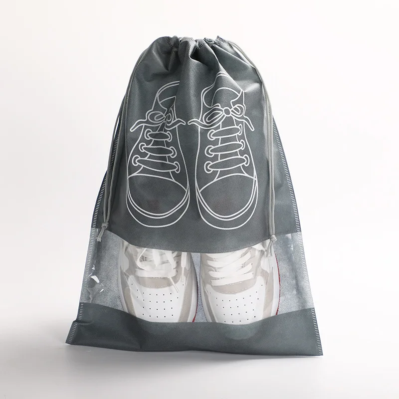 

Wholesale and retail custom LOGO promotional cheap non-woven shoe bag travel storage drawstring shoe bag