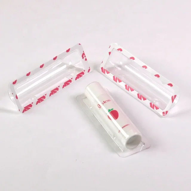 

Ready to ship clear blister pouch with adhesive back for lip balm
