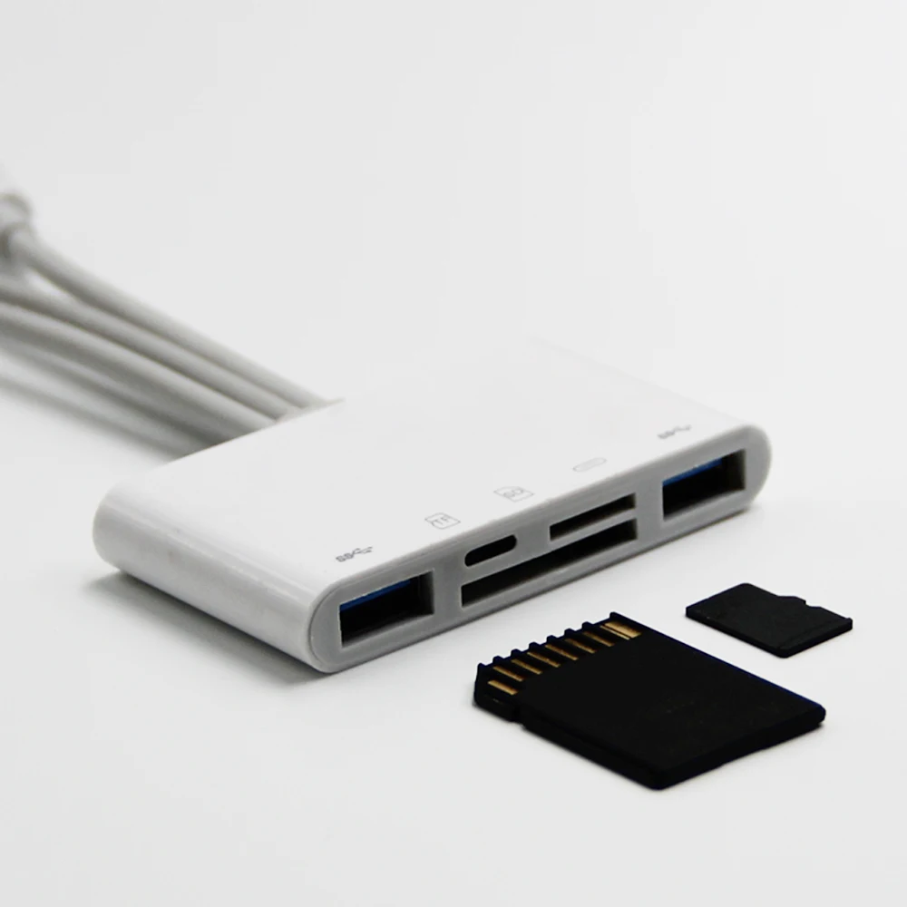 Multi-functional USB+ Type-c + 8pin to SD TF Card Reader Adapter All in One Card Reader for iPhone - ANKUX.COM