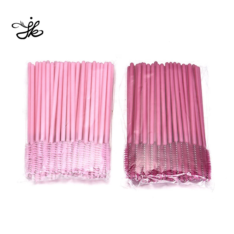 

50pcs Plastic Pink Disposable Mascara Wands Eyelash Extension Makeup Brush, 66 types