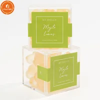 

Mini Christmas acrylic small Gift Box Wedding Favor Clear Acrylic Candy Cube Box With Lid/Sticker