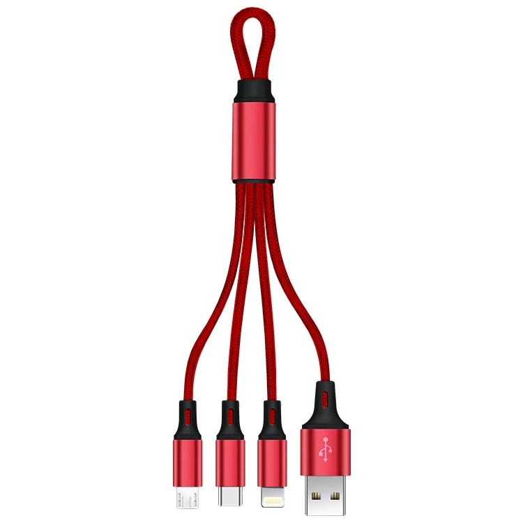 

nylon braided type-c usb data charging cable 3 in 1 usb data cable for iphone