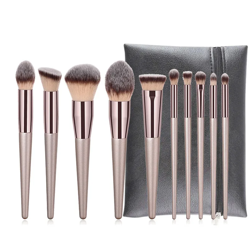

10 pcs hot selling professional customize makeup brushes private label Gold Cheap price Free sample makeup brush set
