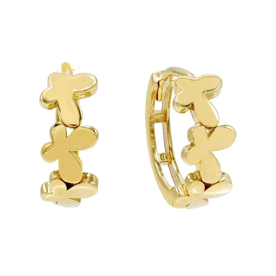 

women high polish 18k gold plated luxury jewelry trendy 925 sterling silver charming butterfly hoop earrings
