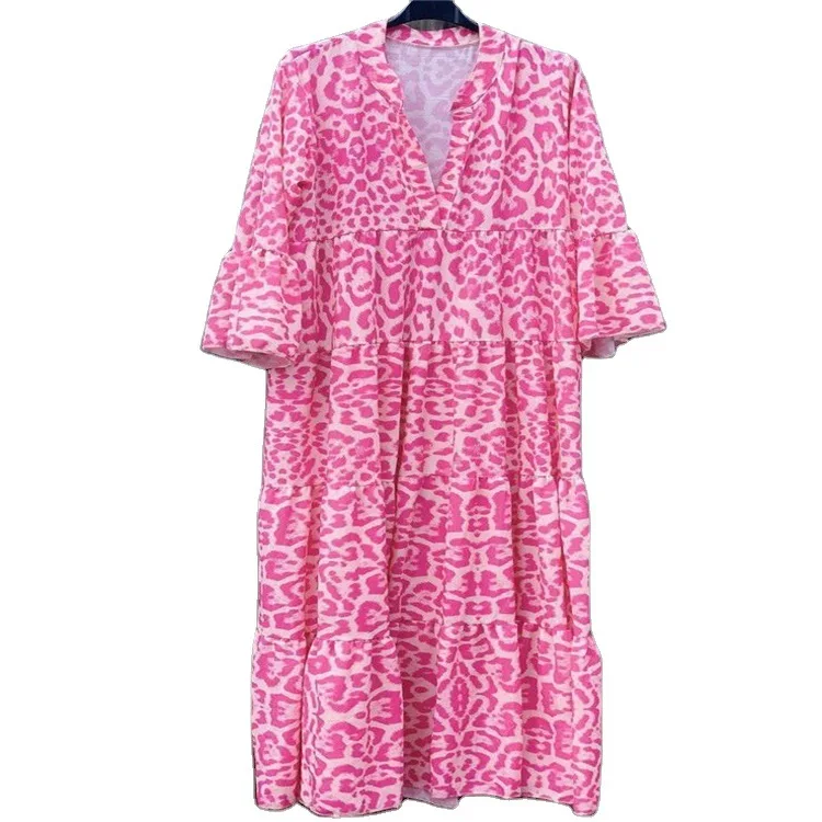 

Polyester Clothes V-neck Long Sleeve Fall Elegant Casual Dresses For Women