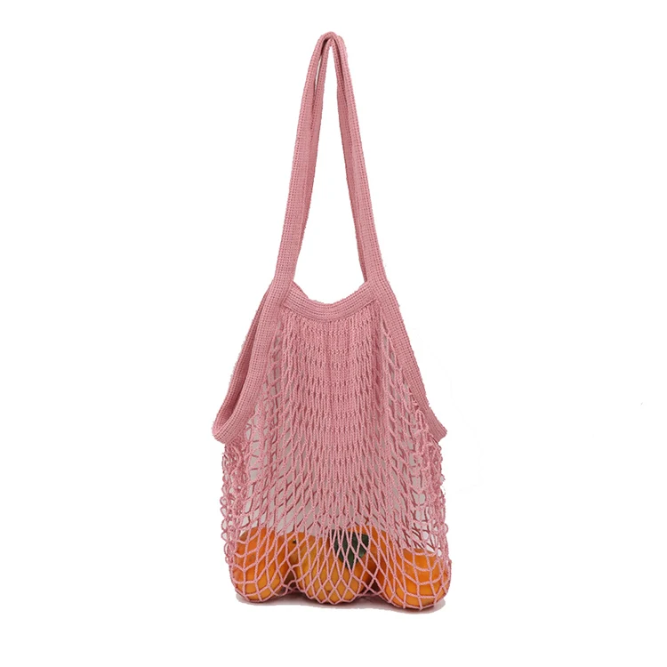 

Hot Sale Cotton Woven Beach Storage Large Capacity Shopping Fruits Food Vegetables Washable Portable Mesh Shopping Bag
