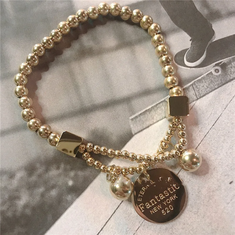 

2021 fashion love pendant no fade beaded stainless steel bracelet