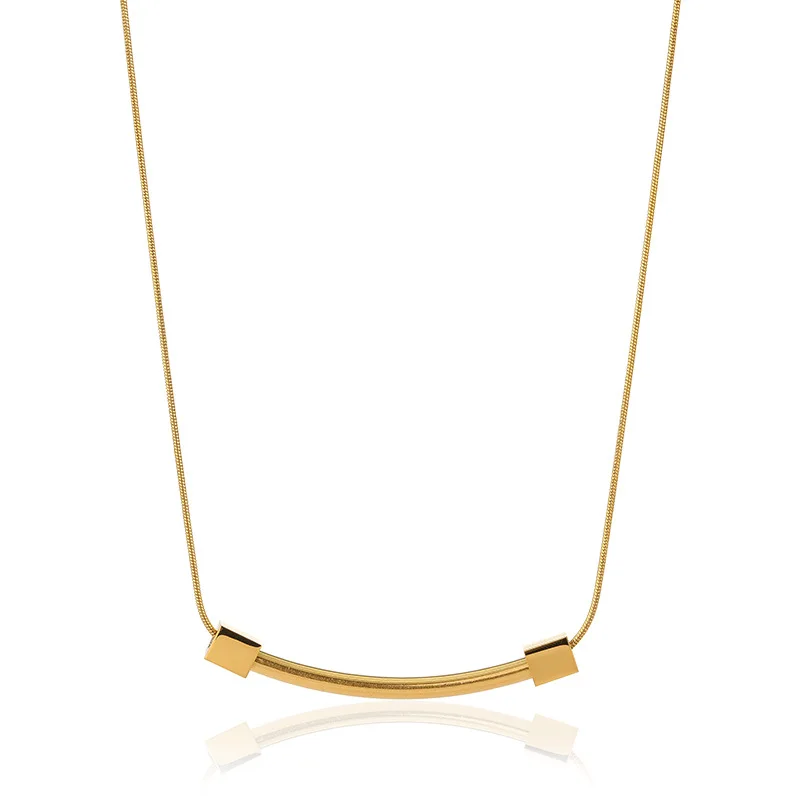 

Trendy Geometric Metal Pendant Necklace Simple Texture Multi-style Titanium Steel Snake Bone Chain For Women Party Jewelry Gifts