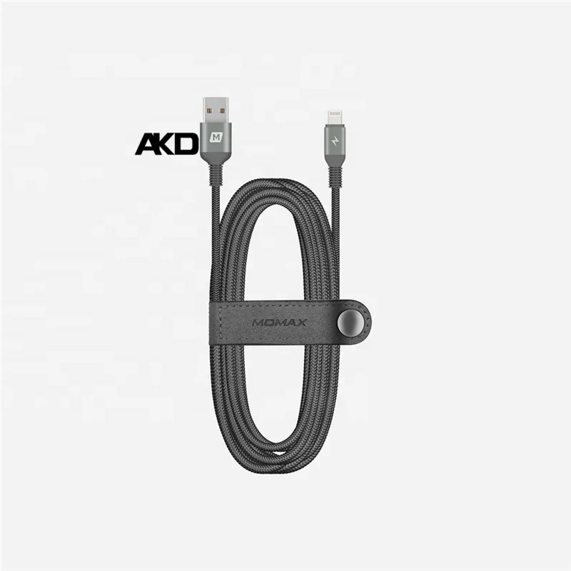 

MOMAX Triple-Braided Nylon Cable 200CMF for iphone usb Cable MFI Cable, Dark gray