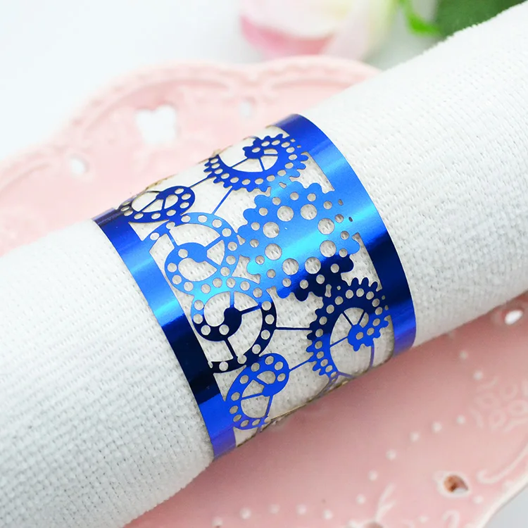 NP12 me<em></em>tallic paper laser cut gold vintage napkin ring for centerpiece wedding