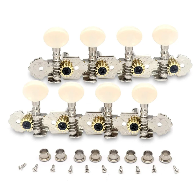 

4R4L 8 String Guitar Tuning Pegs Machine Head Tuner for Mandolin Guitar Set of 2, Nickel