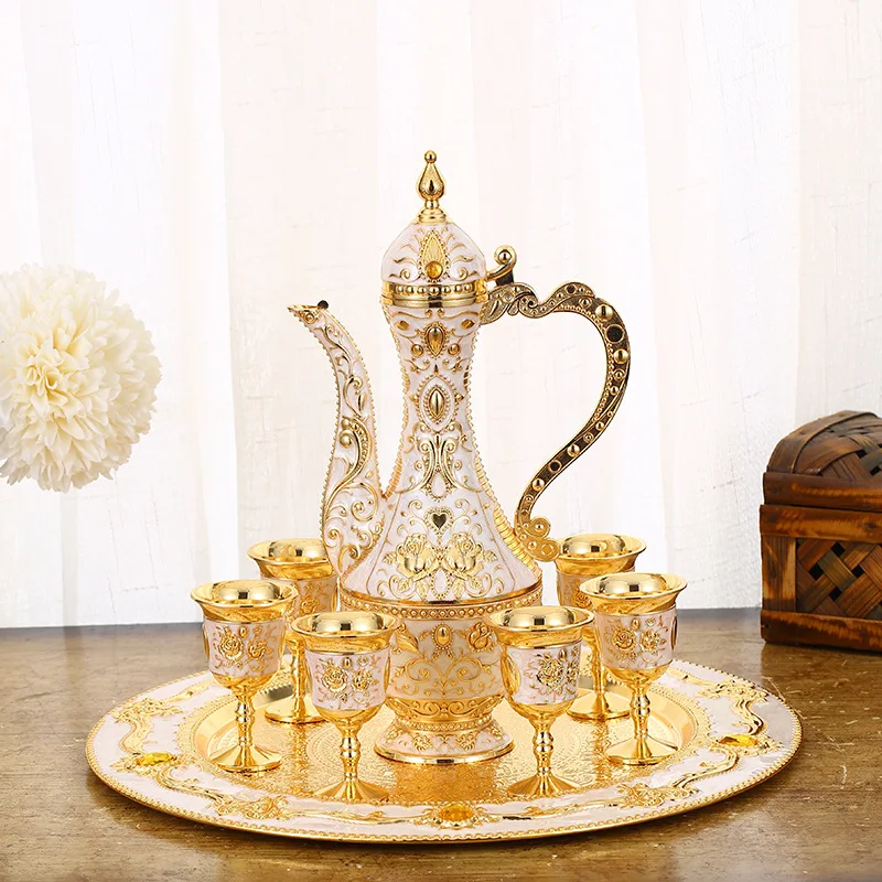 

QIAN HU European Coffee Tea Sets Royal Style Insert Crystal Stones, Multi color