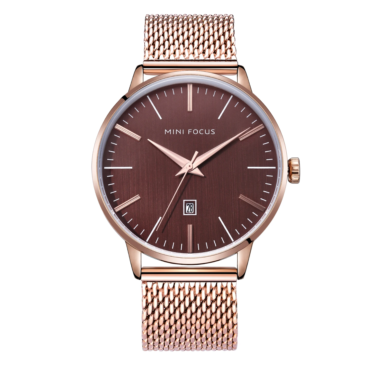 

Ultrathin Fashion Steel Mesh Band Watch Japanese Movement Calendar Waterproof Men's Watch, 4 colors