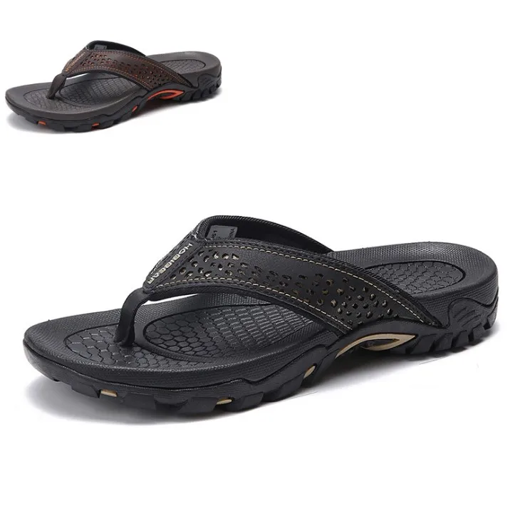 

Slippers man summer flip-flops plus size slippers 48 men's fashion outdoor beach shoes, ,black,dark brown