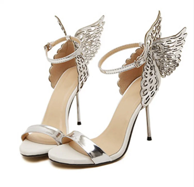 

European celebrity super high heeled Butterfly Wedding Shoes, Silver, gold
