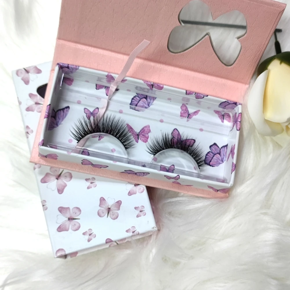 

Crown Custom Add Your Own Logo Boxes Packaginf Lashes Butterfly Cases Women Daily Use 15mm Faux Mink Eyelashes, Natural black