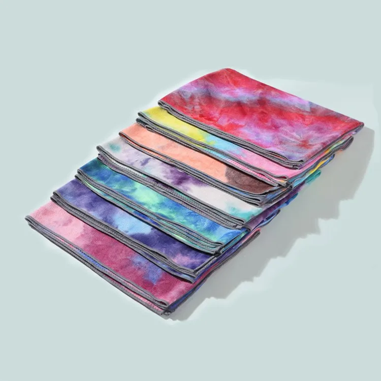 

Hot Sale Microfiber Custom Rainbow Color Tie-dye Microfiber thickened sports yoga towel