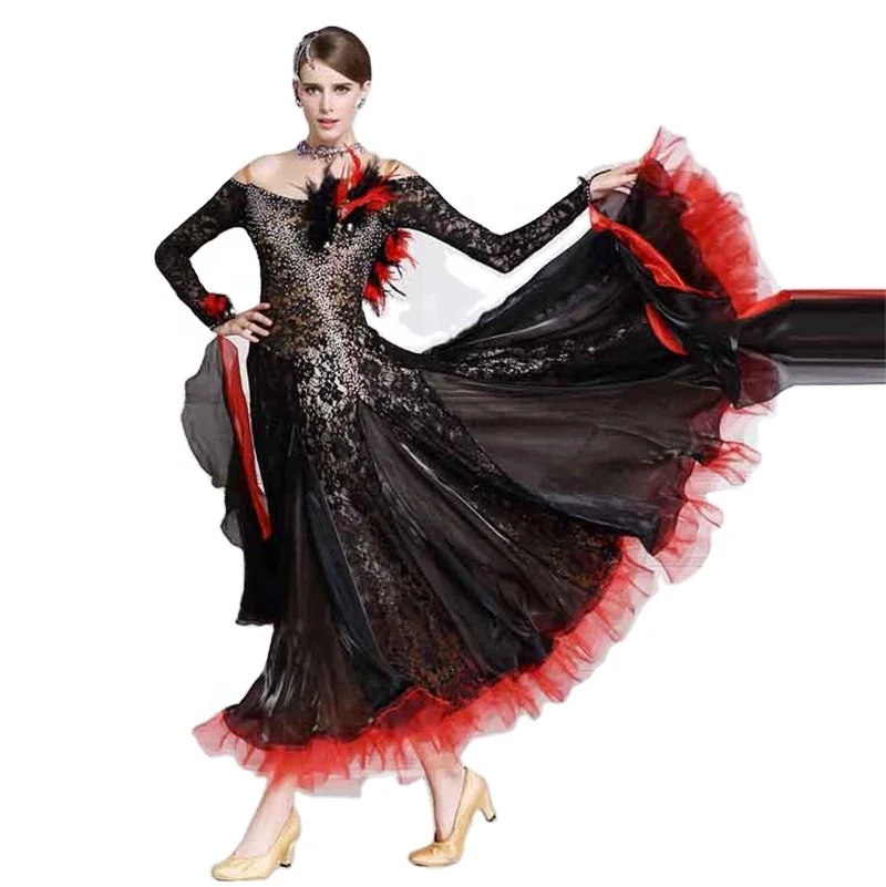 

Wholesale black ballroom dance dress for competition