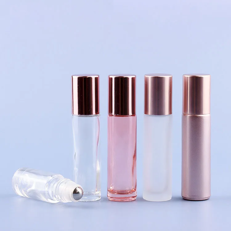 

Zhejiang Ningbo Personal care 5/10ml beauty essential oil pink glass roll on bottle