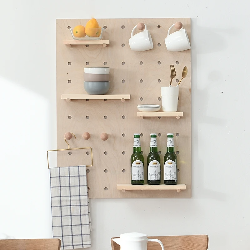 Wooden Floating Shelves Pegboard Wall Shelves Wood Mounted Organizer For Decoration Easy
