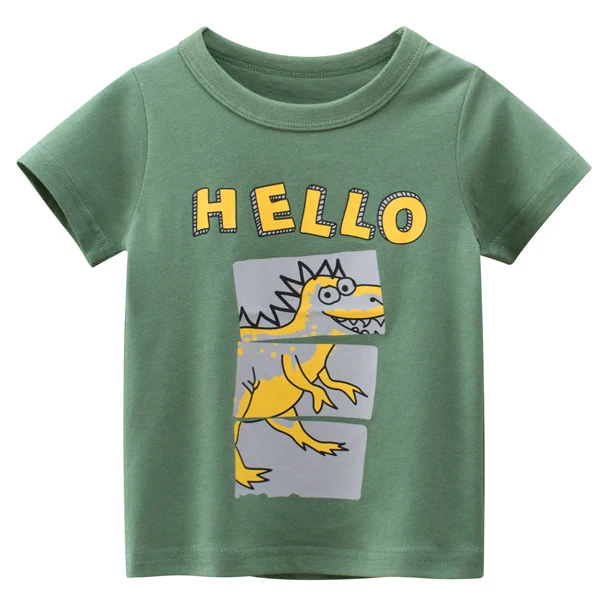 

Wholesale T-Shirts Cartoon Dinosaur Printing Kids 100% Cotton T-Shirts