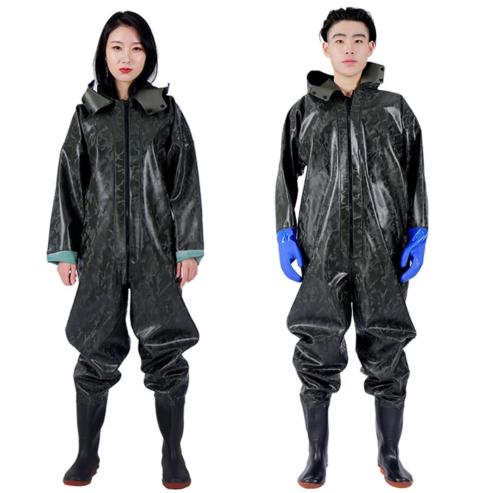 

Rainy Day Pvc Reinforced Tech Ergonomic Outer Layer Raincoat Shape penangkapan ikan dan kasut bot waders terban yang dibuat khas, Various