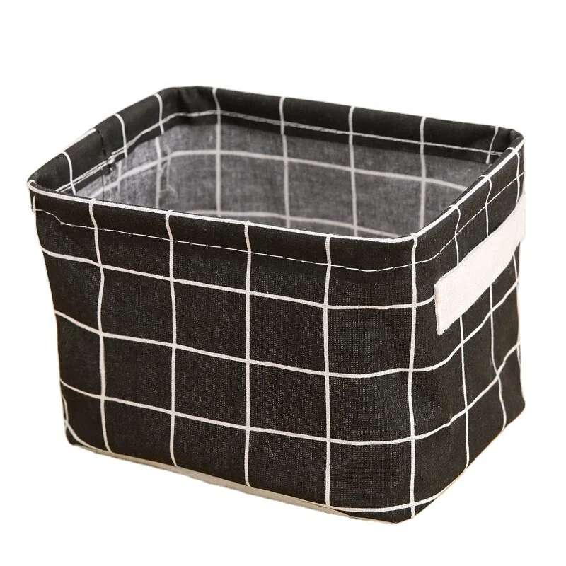 

Waterproof Cloth Storage Basket High Quality Small Size Desk Sundries Storage Box Organizer, Black