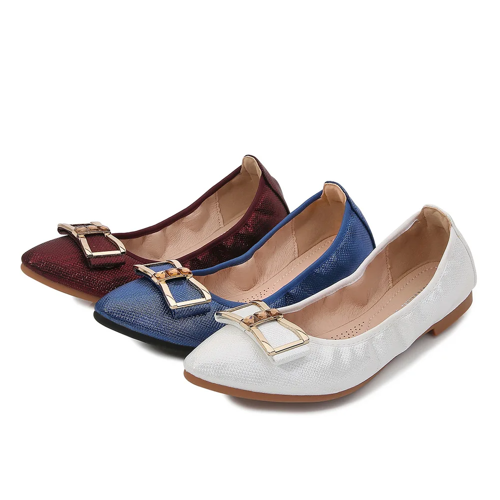 

Dropshipping Ladies Summer Fashion Casual Shoes Solid Color Pointed Toe Soft Sole Buckle Breathable Women Loafers Shoes