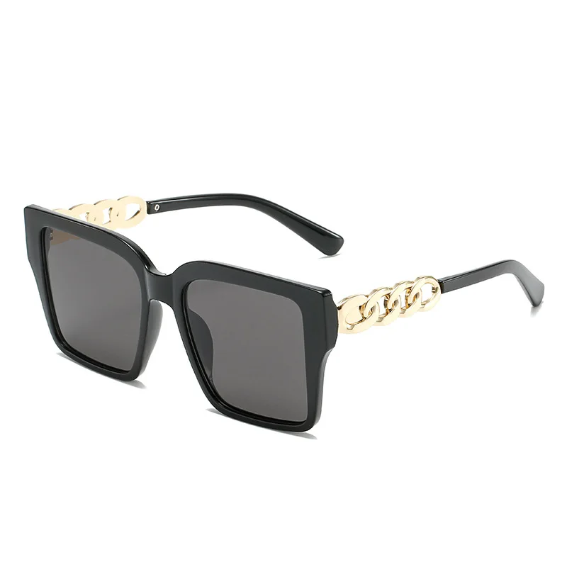 

2021 newest trendy big square frame with chain sun glasses woman man fashion sunglasses UV400