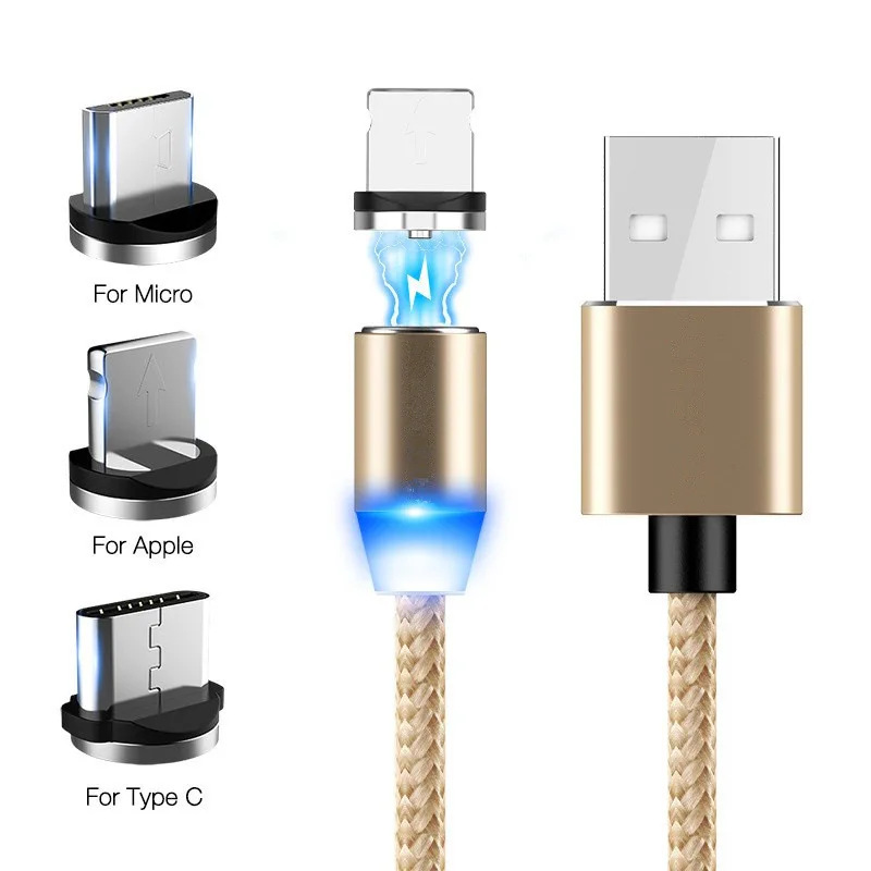 

Hot selling LED Magnetic 3 in1 2.0A USB Cable with LED indicator Used for Lightning Type C Micro USB