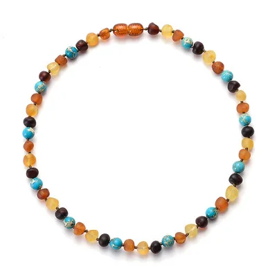 

Natural Stone Baltic Amber Necklace for Baby Turquoises Ambers Beads Necklace cognac Amber Jewelry for Kid